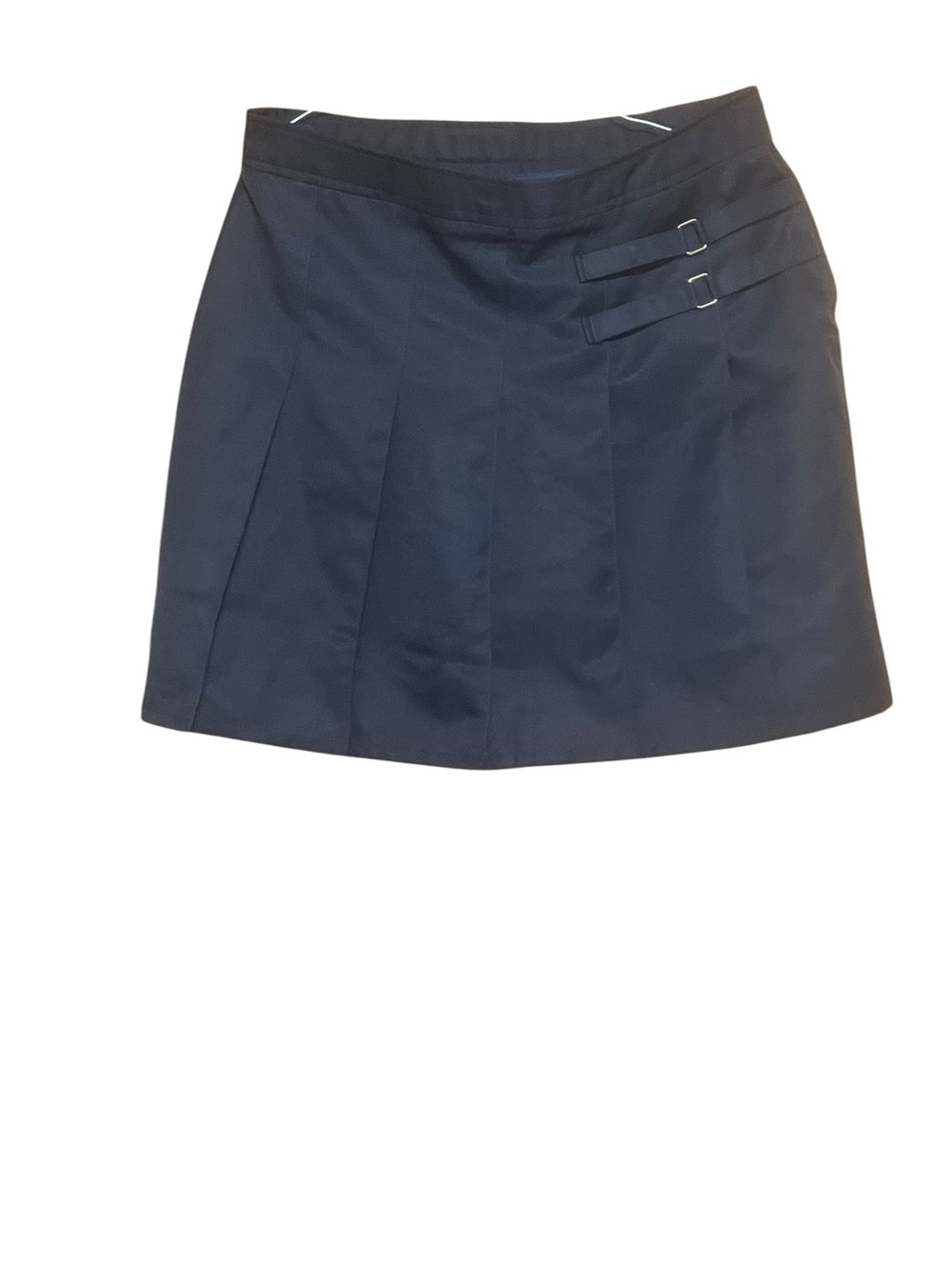 French Toast Navy Pleated Mini Skirt with Double Buckle Straps